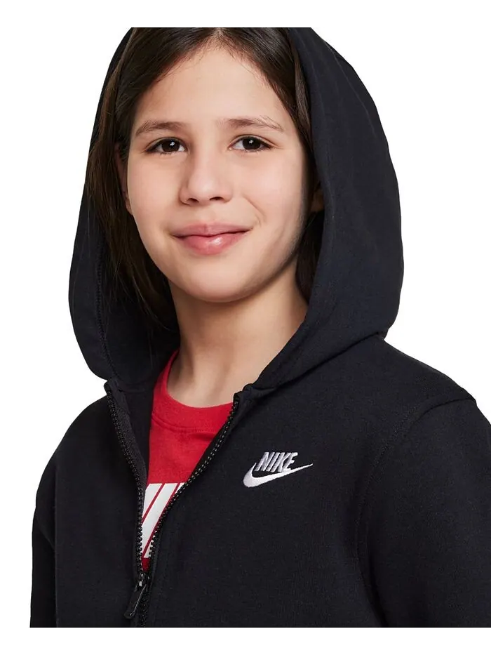Флисовая толстовка с молнией во всю длину для Big Kids Sportswear Club Nike — изображение 3 из 7, черный