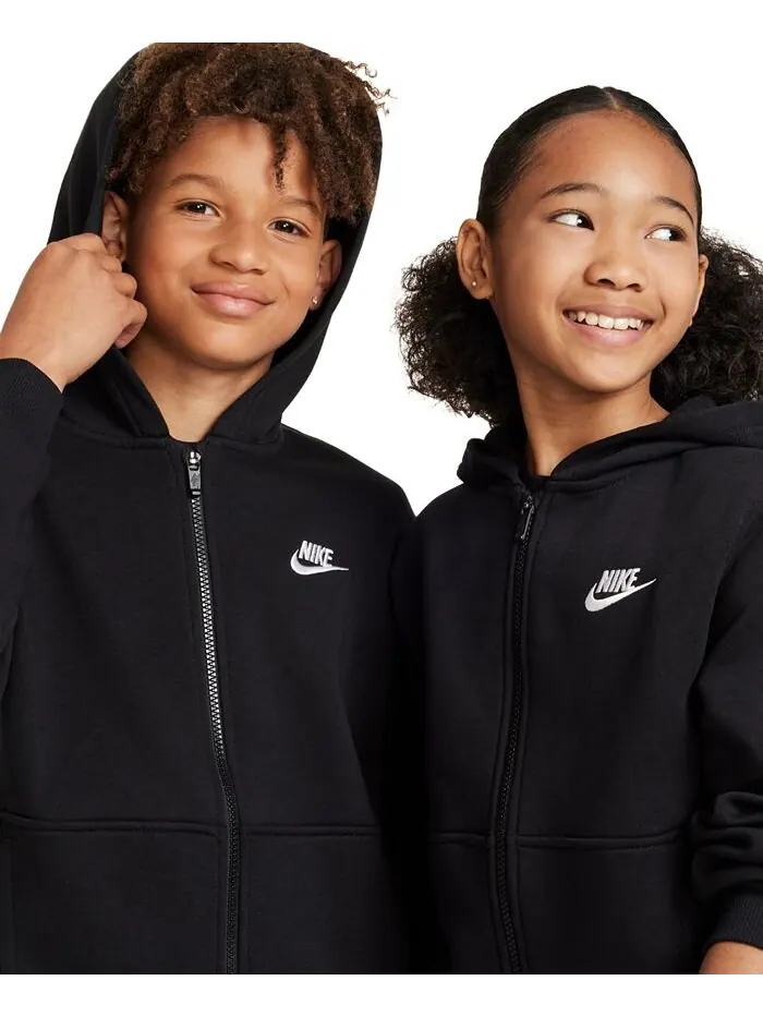 Флисовая толстовка с молнией во всю длину для Big Kids Sportswear Club Nike — изображение 6 из 7, черный