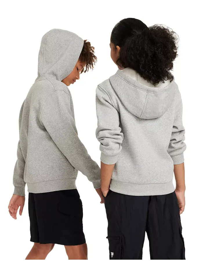 Большой детский спортивный худи Club Fleece с молнией Nike — изображение 3 из 3, серый
