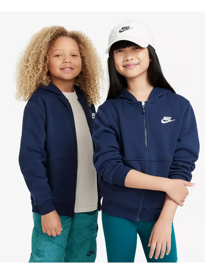 Большой детский спортивный худи Club Fleece с молнией Nike — изображение 1 из 4, синий