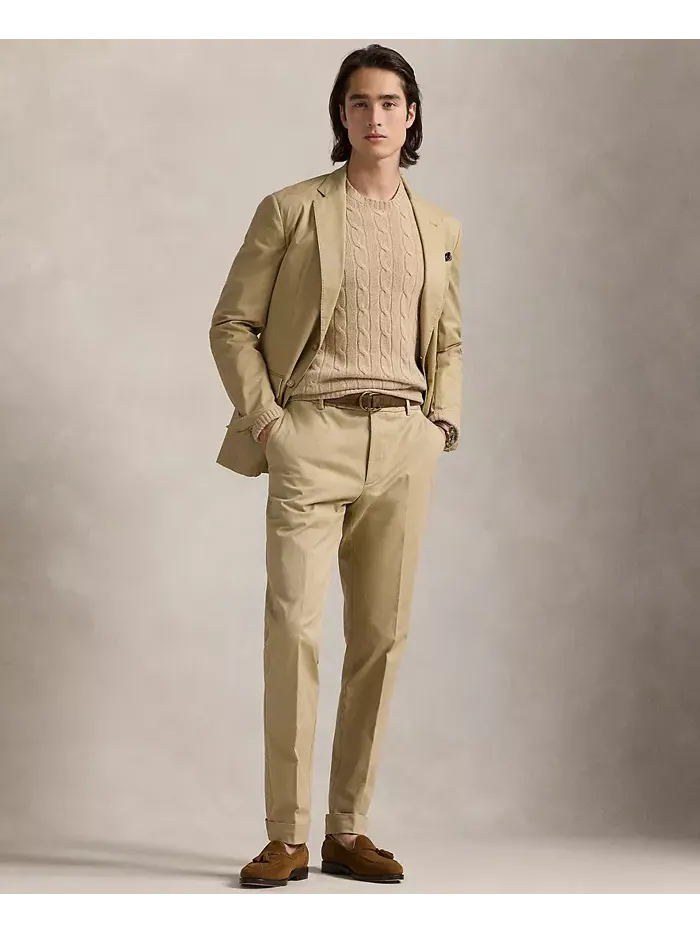 Мужские эластичные брюки-чино для костюма Polo Ralph Lauren — изображение 1 из 5, бежевый/бежевый