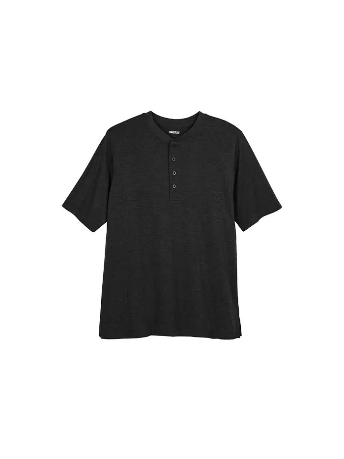 Легкая футболка Henley без усадки для мужчин больших и высоких размеров KingSize — изображение 1 из 3, черный