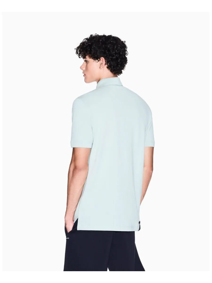Мужская поло-рубашка пике с карманом и графическим принтом A|X Armani Exchange — изображение 2 из 5, голубой серый