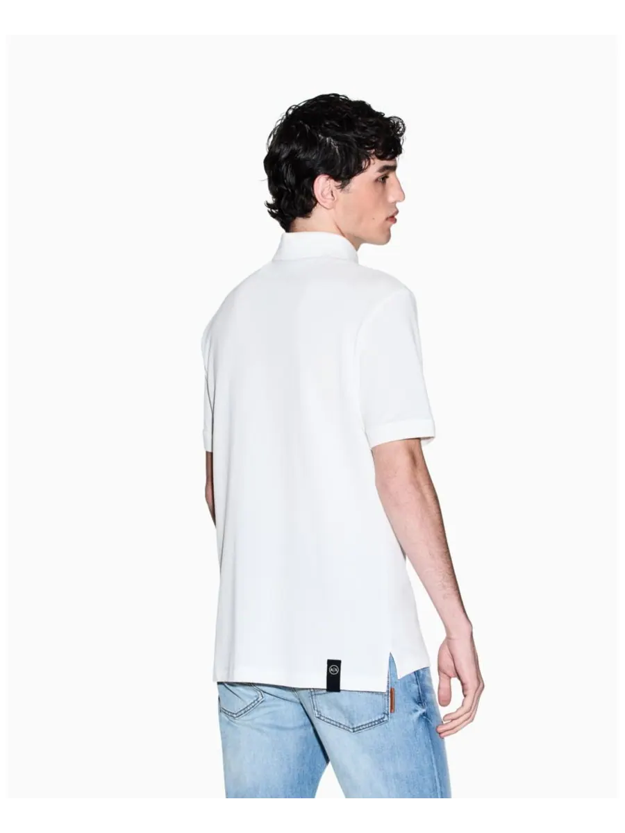 Мужская поло-рубашка пике с карманом и графическим принтом A|X Armani Exchange — изображение 2 из 5, белый