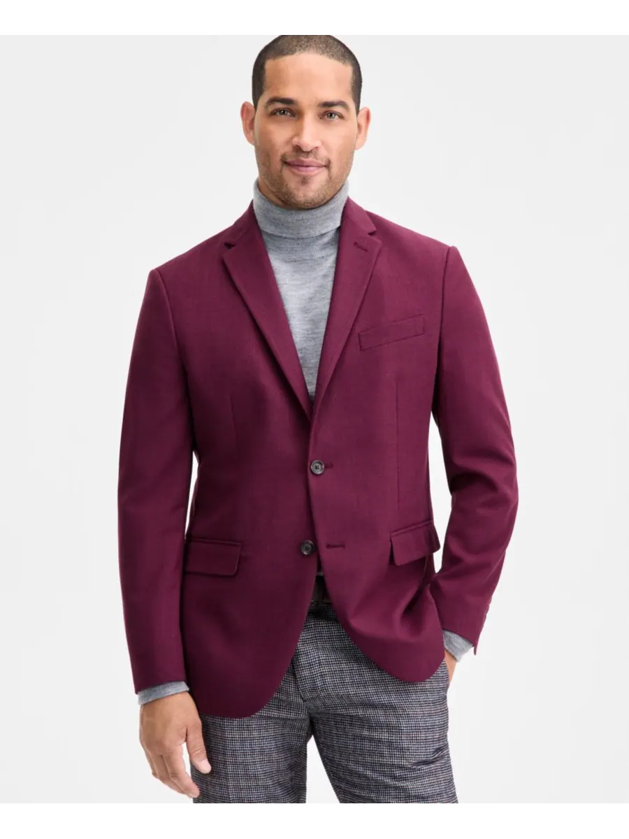 Мужской спортивный пиджак приталенного кроя из однотонной ткани Techni-Cole Kenneth Cole Reaction — изображение 1 из 9