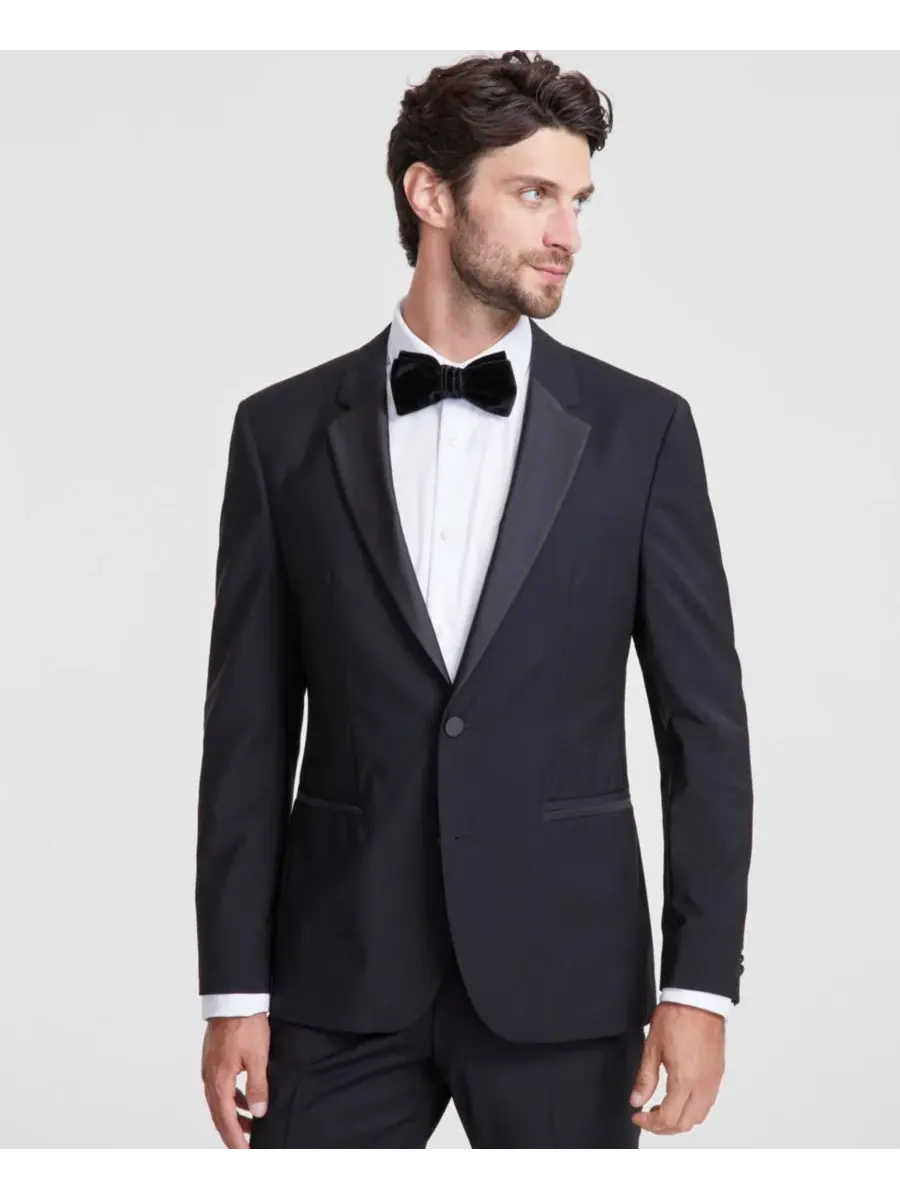 Hugo Boss Мужской черный смокинг современного кроя из шерстяной смеси (комплект из отдельных — изображение 1 из 4