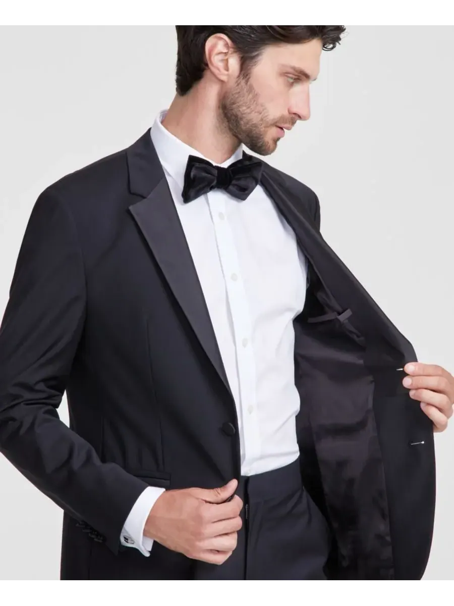 Hugo Boss Мужской черный смокинг современного кроя из шерстяной смеси (комплект из отдельных — изображение 4 из 4