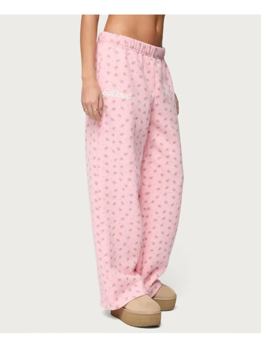 Женские спортивные штаны в стиле «Цветочная сила» Edikted — изображение 4 из 5, розовый