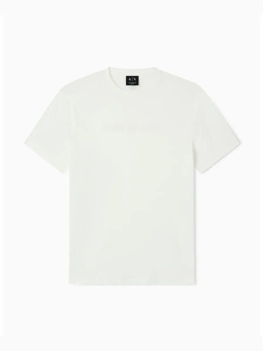 Мужская футболка с коротким рукавом и логотипом в тон ткани A|X Armani Exchange — изображение 4 из 5, белый