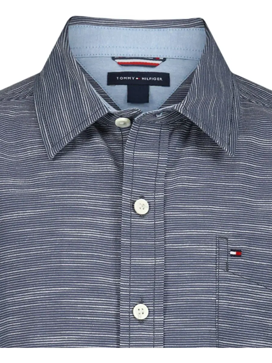 Детская тканая рубашка с коротким рукавом, размер 8-20 Tommy Hilfiger — изображение 4 из 5, темно-синий