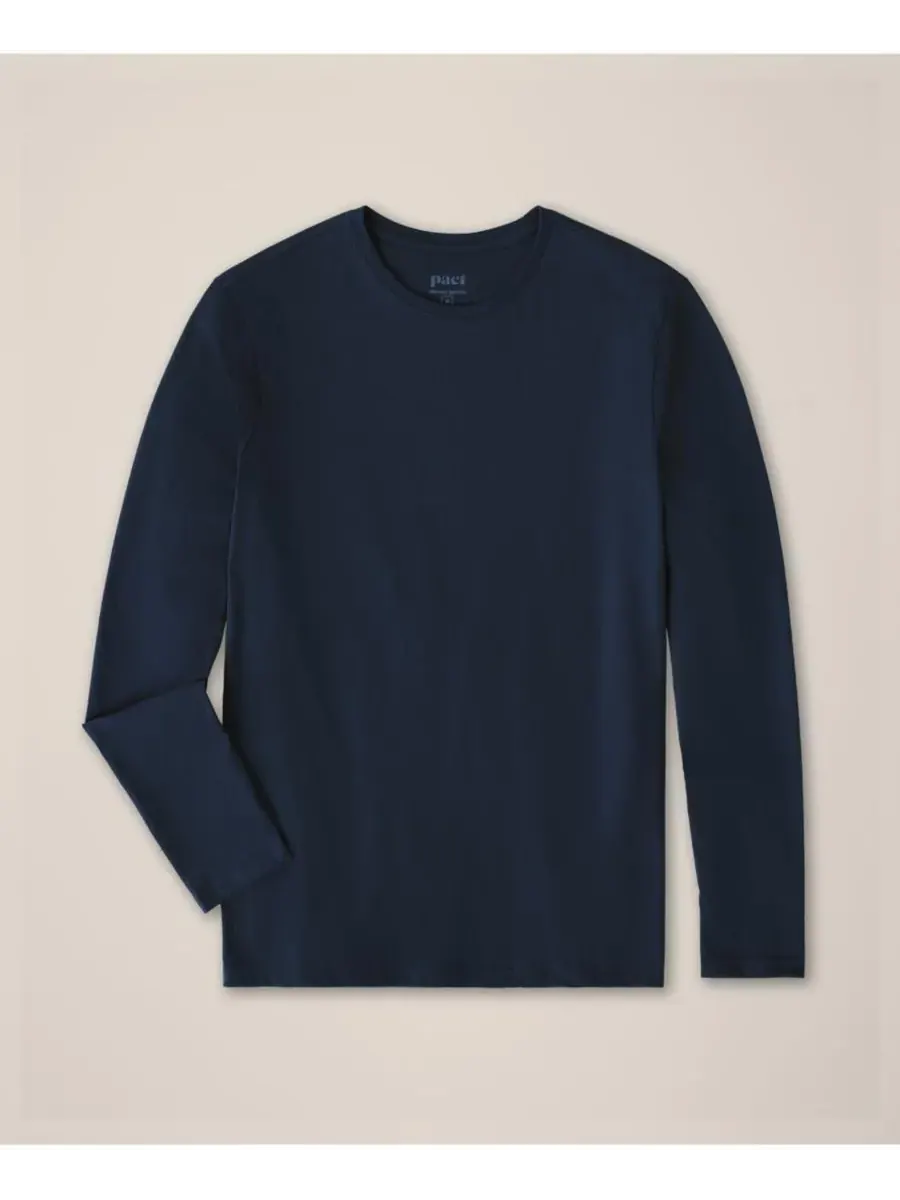 Мужская базовая футболка с длинным рукавом из органического хлопка Pact — изображение 5 из 5, темно-синий