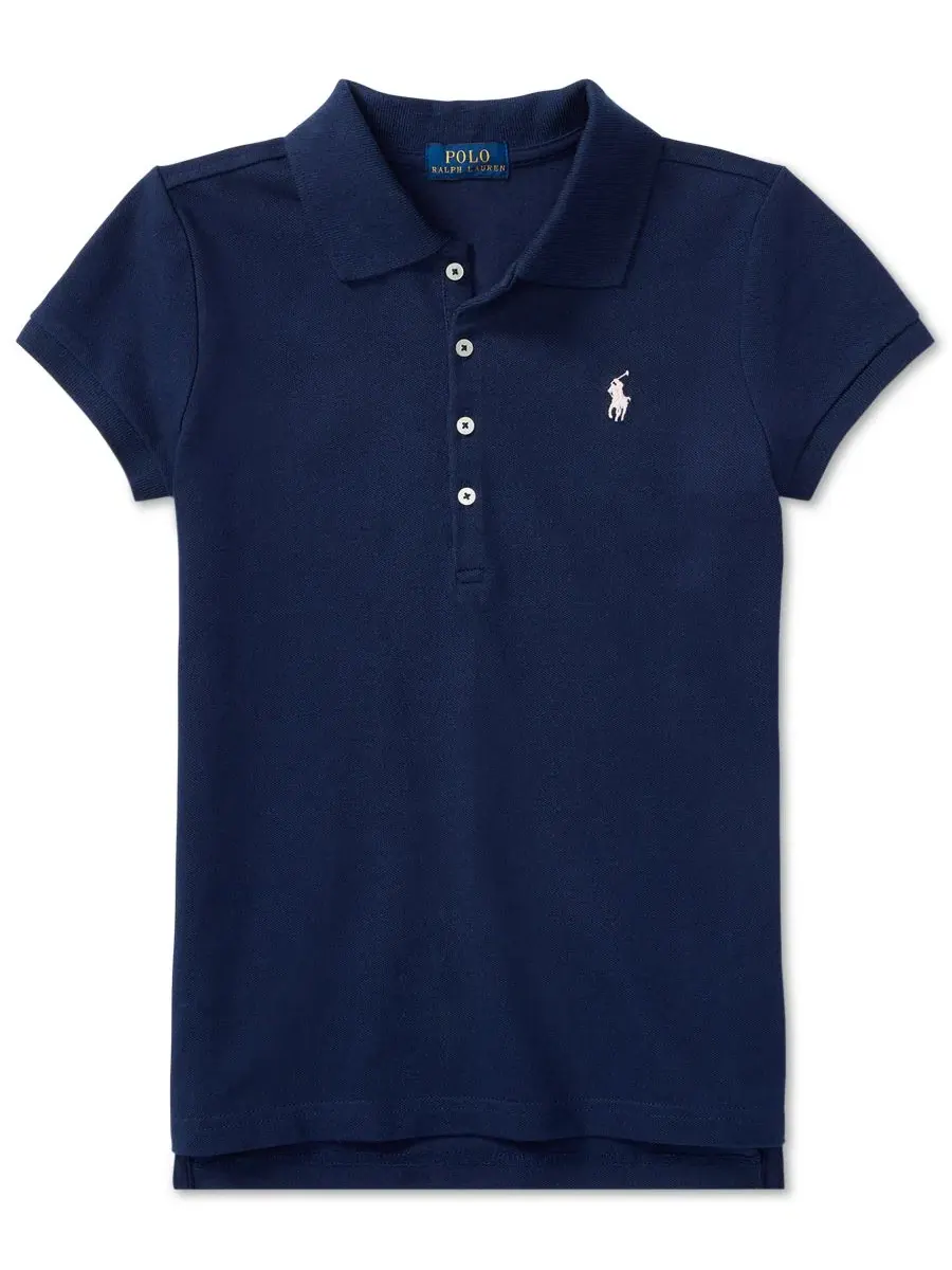 Сетчатые поло для малышек, девочек младшего и старшего возраста Polo Ralph Lauren — изображение 1 из 5, темно-синий