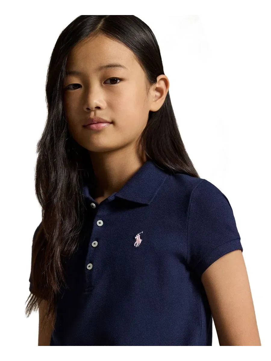 Сетчатые поло для малышек, девочек младшего и старшего возраста Polo Ralph Lauren — изображение 5 из 5, темно-синий
