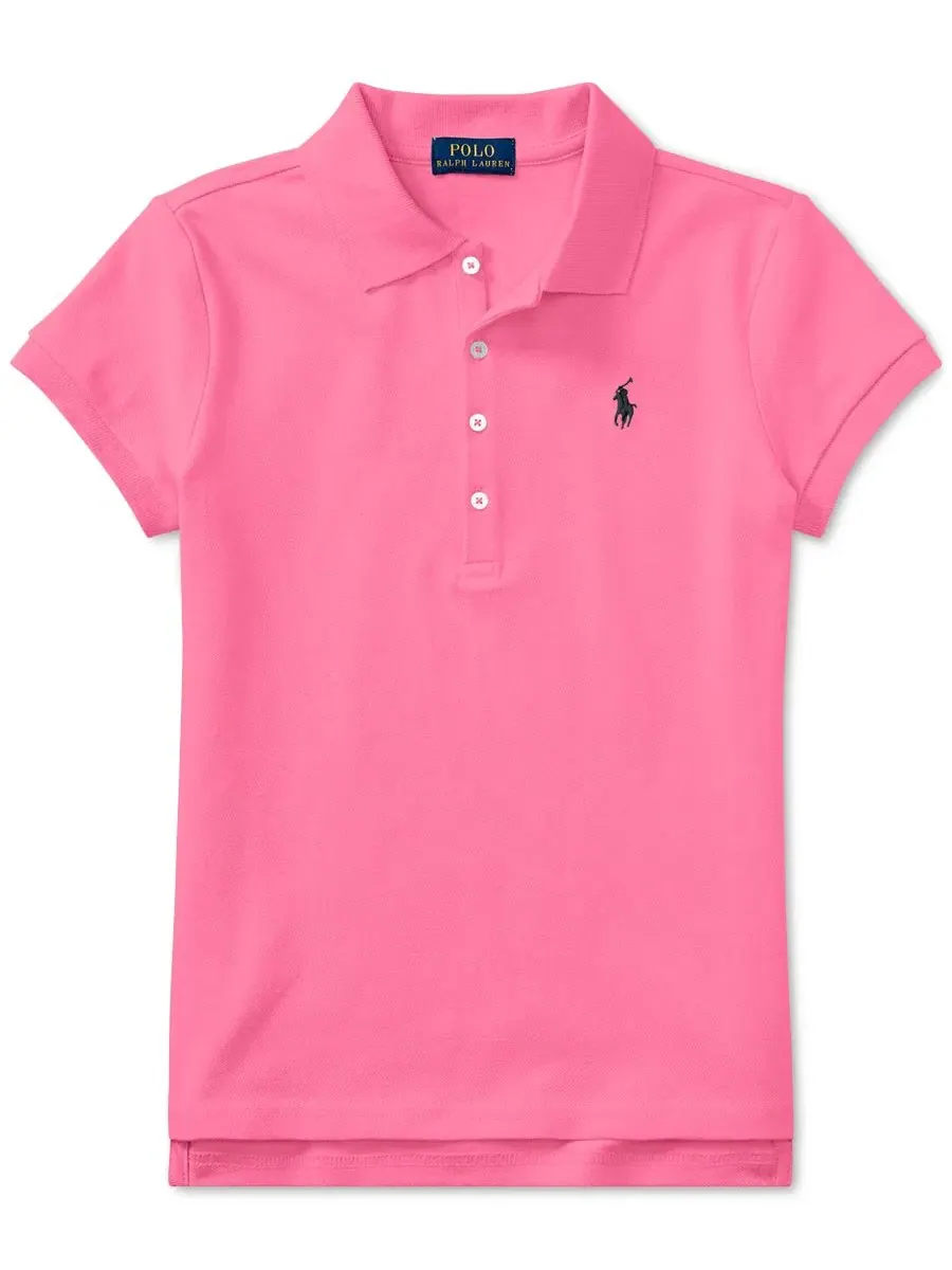 Сетчатые поло для малышек, девочек младшего и старшего возраста Polo Ralph Lauren — изображение 1 из 5, розовый