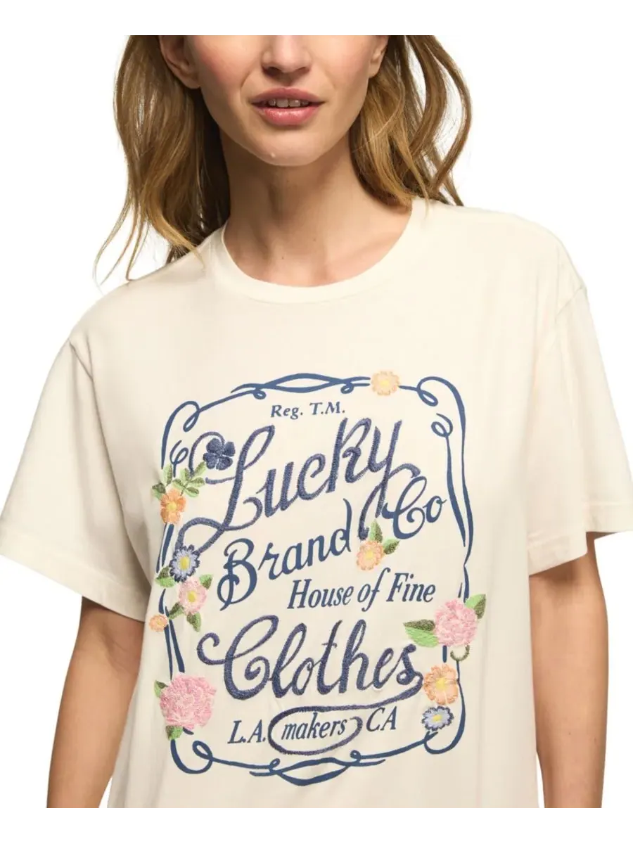 Женская футболка с цветочным рисунком и графическим изображением рамки Lucky Brand — изображение 3 из 4, тофу