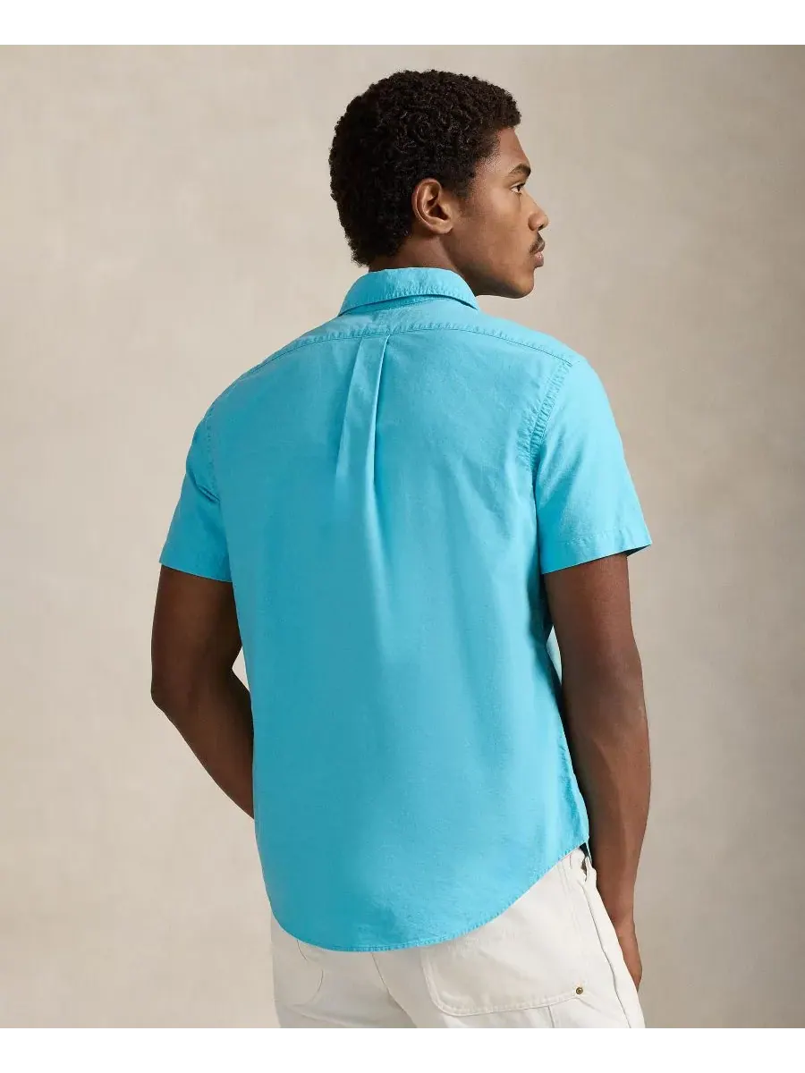 Мужская рубашка Оксфорд, окрашенная в готовом виде Polo Ralph Lauren — изображение 4 из 5, бирюзовый