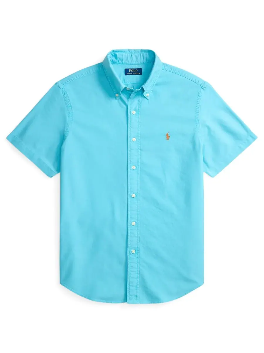 Мужская рубашка Оксфорд, окрашенная в готовом виде Polo Ralph Lauren — изображение 5 из 5, бирюзовый