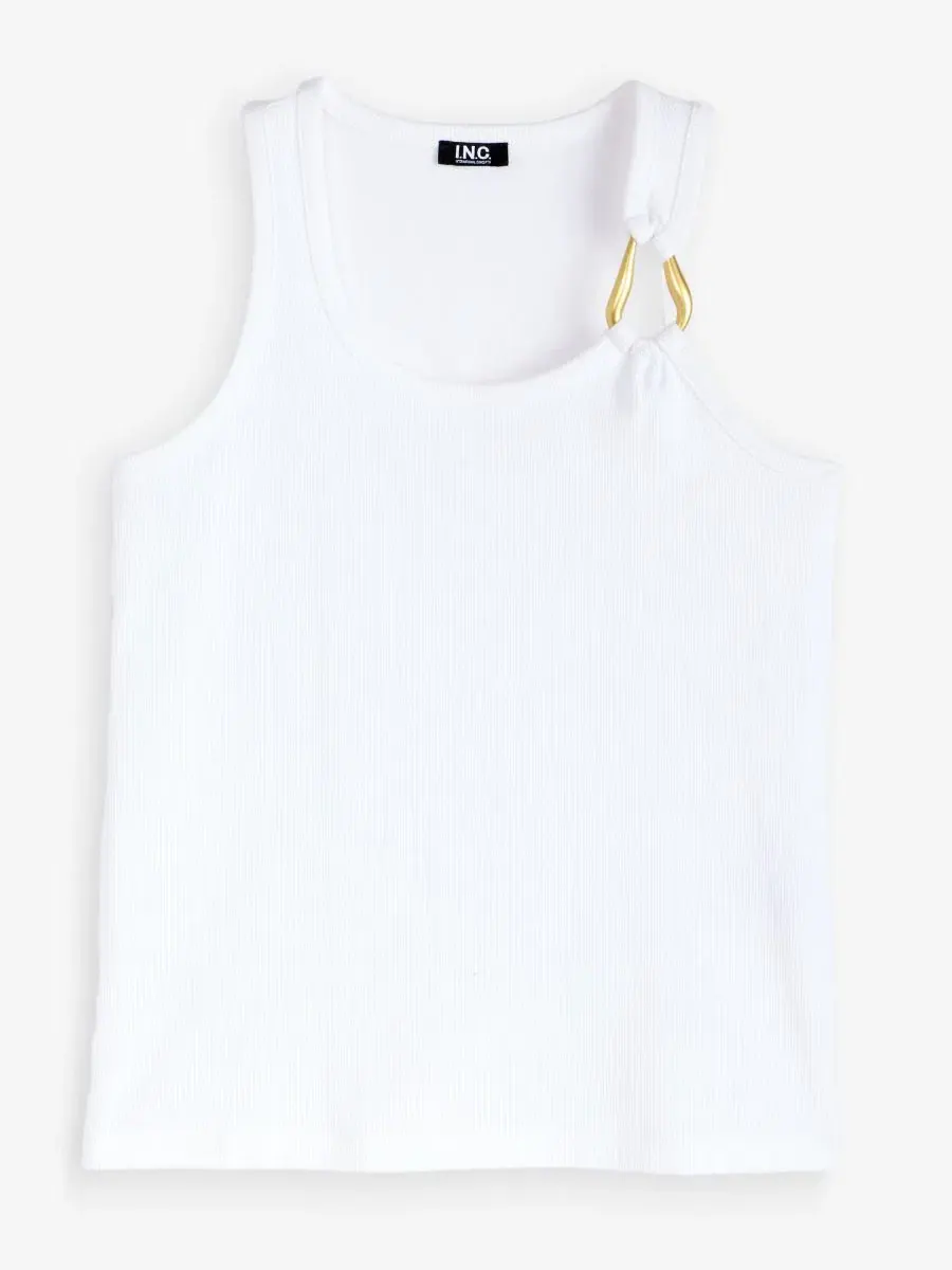 Укороченная майка Perfect Rib Hardware Tank Top I.N.C. International Concepts — изображение 5 из 6, яркий белый