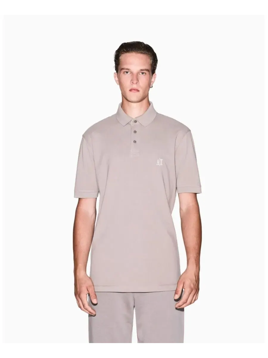 Мужская поло-рубашка из хлопкового пике стандартного кроя A|X Armani Exchange — изображение 1 из 5, хаки