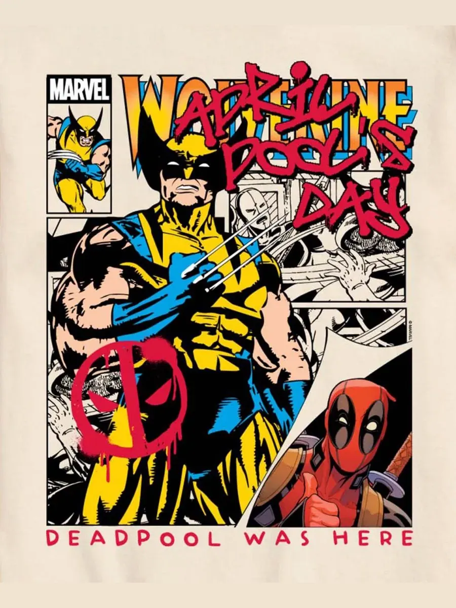 Мужская футболка с коротким рукавом и графическим принтом Marvel Deadpool Airwaves — изображение 3 из 3, бежевый