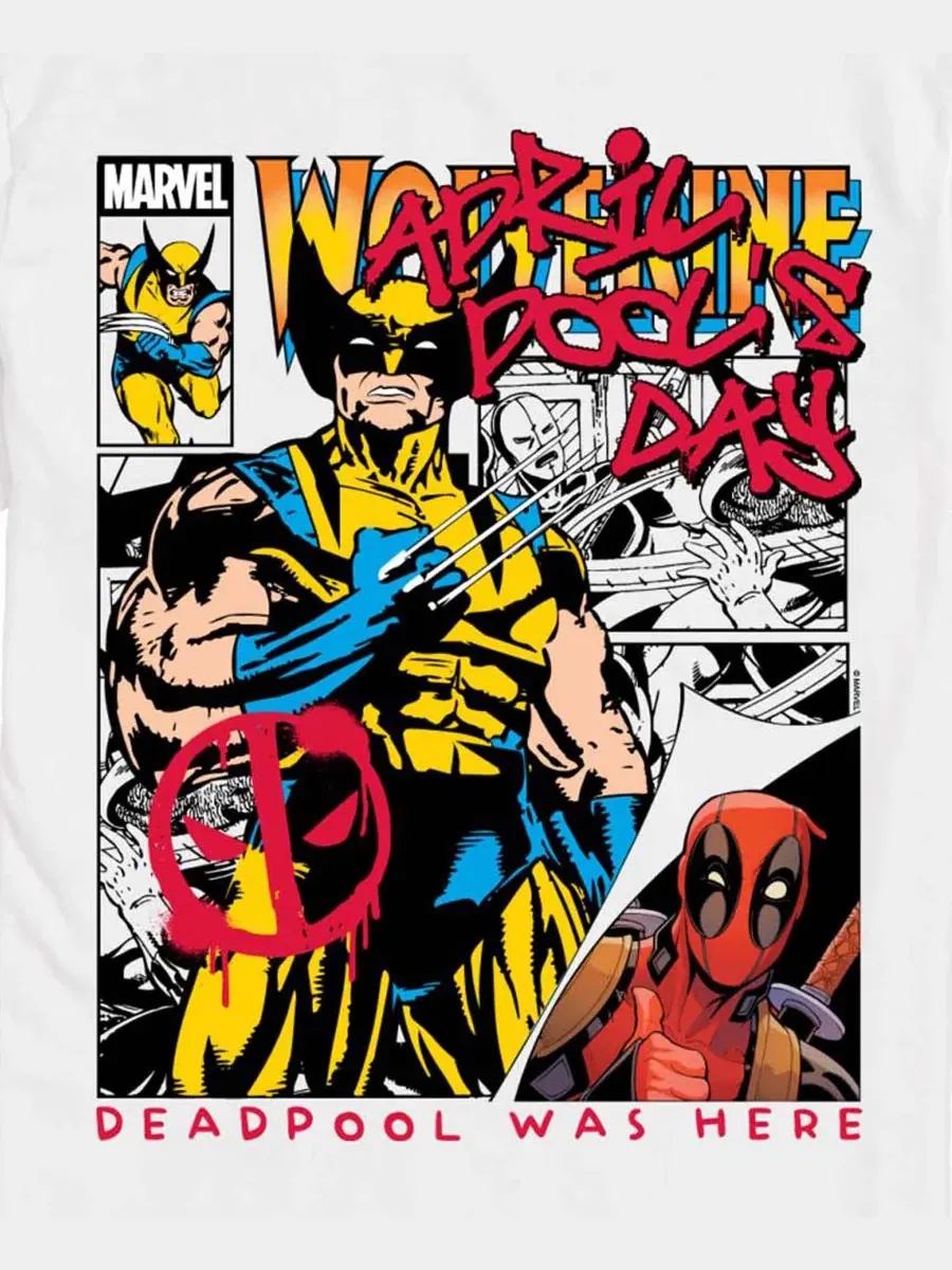 Мужская футболка с коротким рукавом и графическим принтом Marvel Deadpool Airwaves — изображение 3 из 3, белый