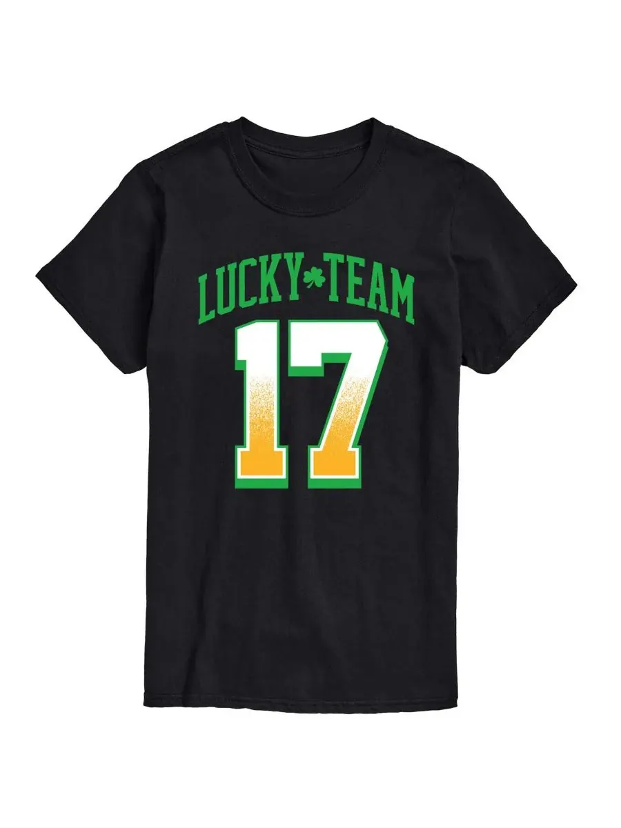Мужская футболка с коротким рукавом и графическим принтом "Lucky Team 17" для мгновенного обмена — изображение 1 из 3, черный