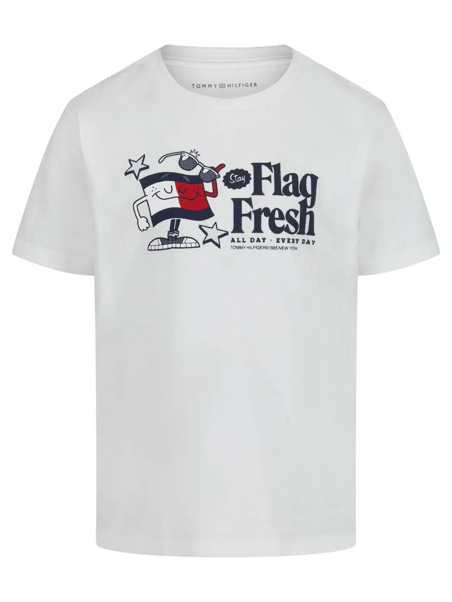 Детская футболка с коротким рукавом Flag Fresh для мальчиков 2T-7 Tommy Hilfiger — изображение 1 из 5, белый