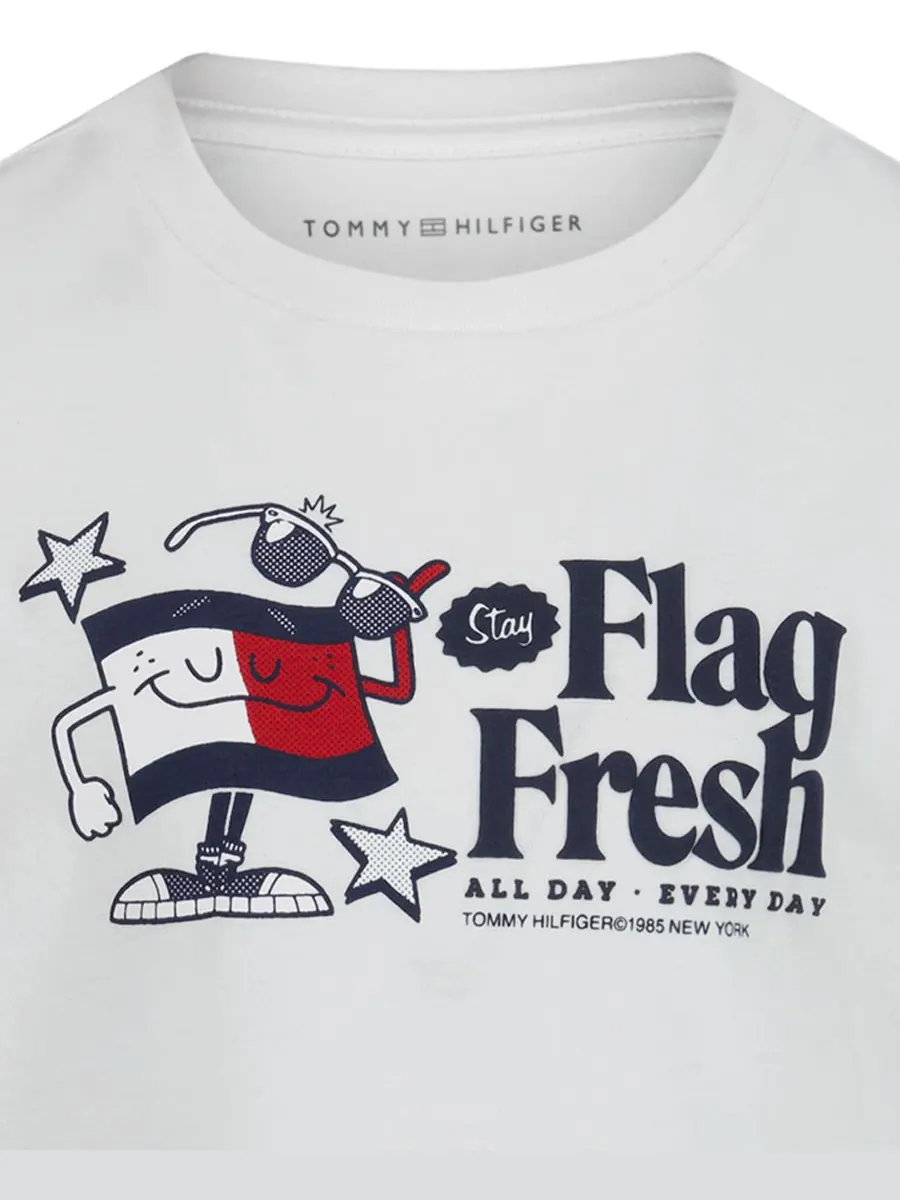Детская футболка с коротким рукавом Flag Fresh для мальчиков 2T-7 Tommy Hilfiger — изображение 4 из 5, белый