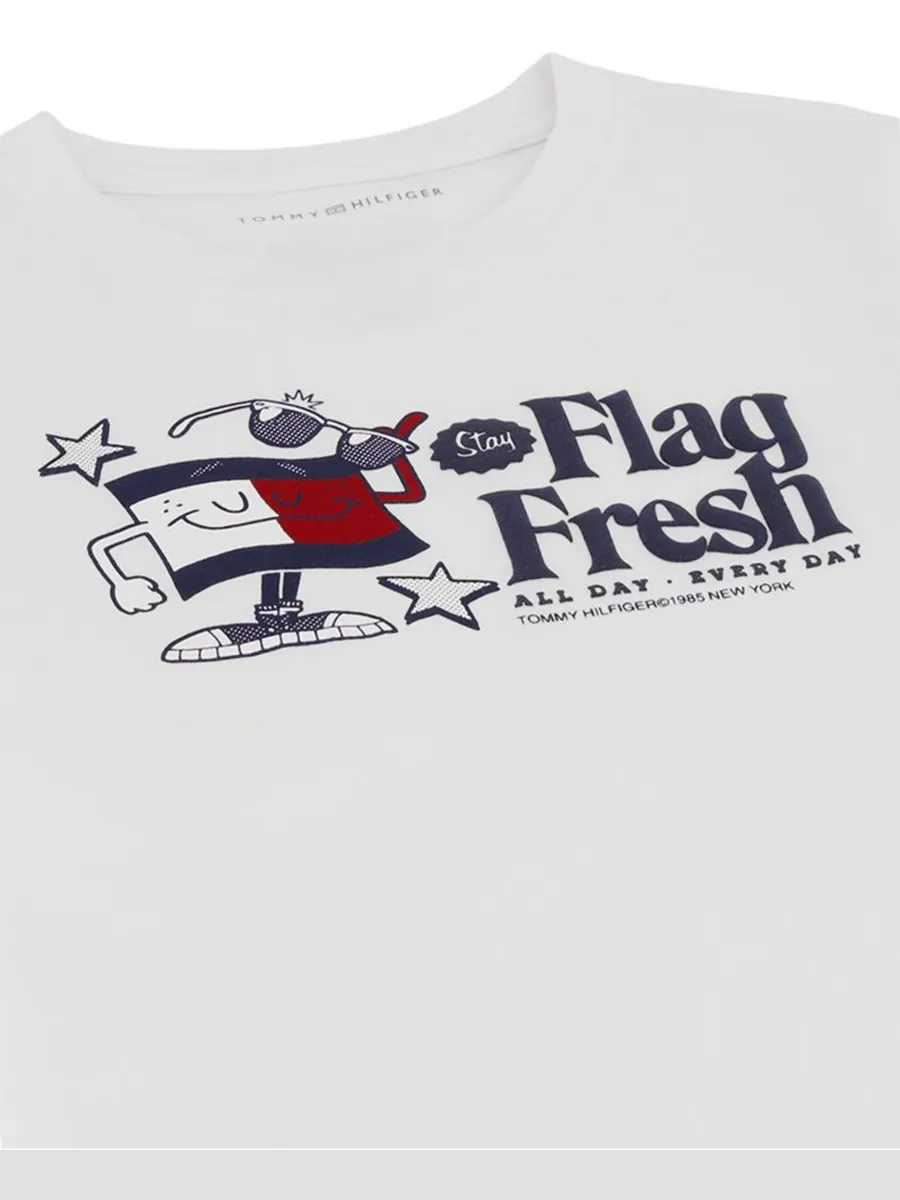 Детская футболка с коротким рукавом Flag Fresh для мальчиков 2T-7 Tommy Hilfiger — изображение 5 из 5, белый