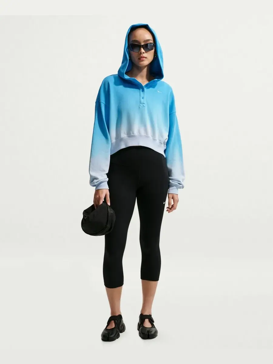 Женская спортивная толстовка Phoenix Flee Oversized Henley Hoodie Nike — изображение 1 из 18, синий/синий