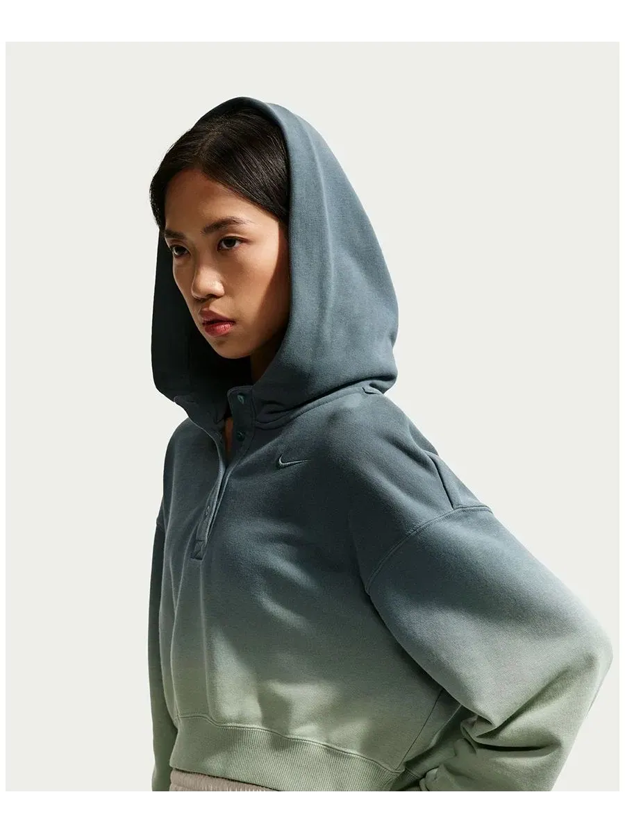 Женская спортивная толстовка Phoenix Flee Oversized Henley Hoodie Nike — изображение 14 из 17, розовый