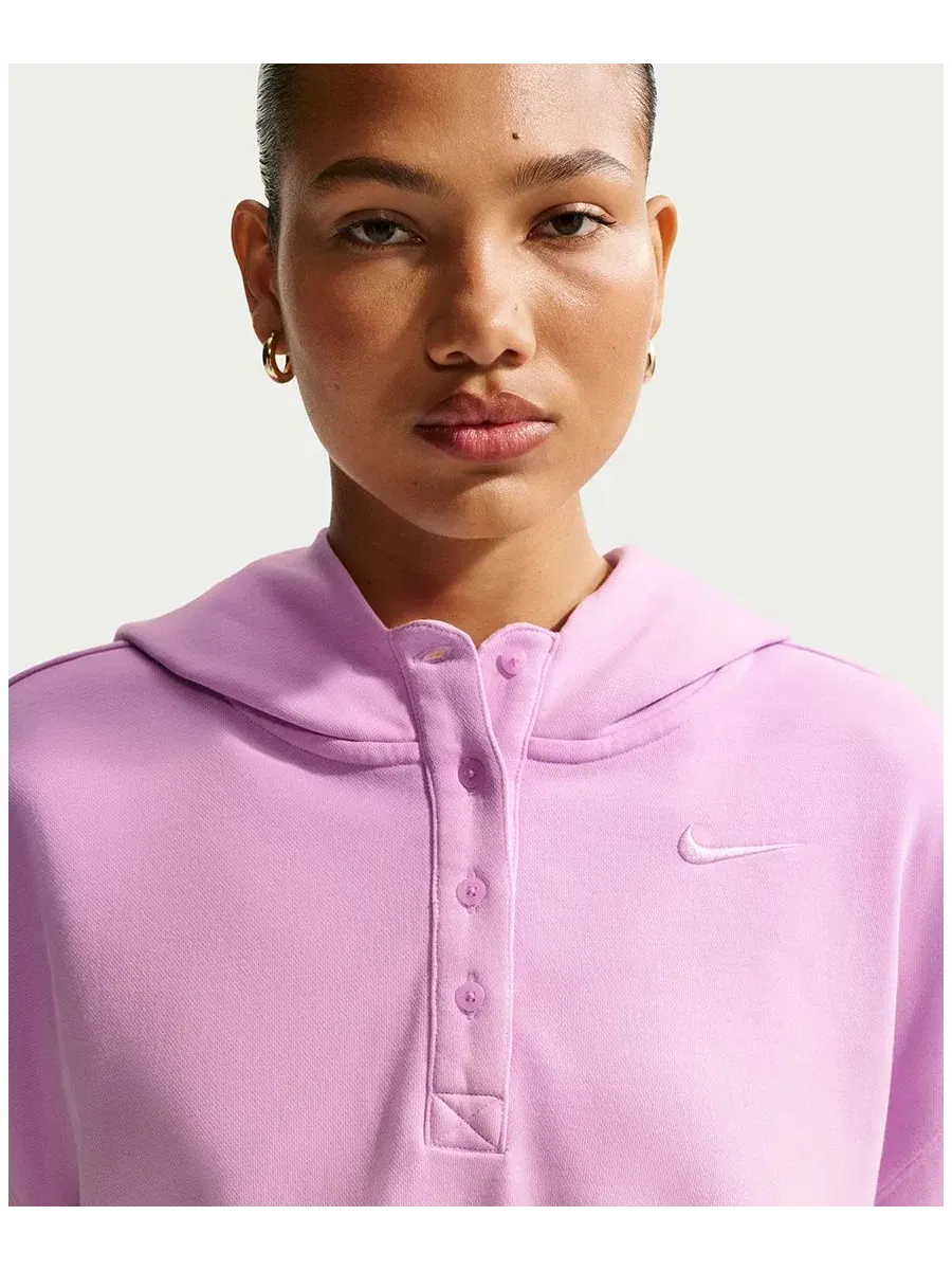 Женская спортивная толстовка Phoenix Flee Oversized Henley Hoodie Nike — изображение 4 из 17, розовый