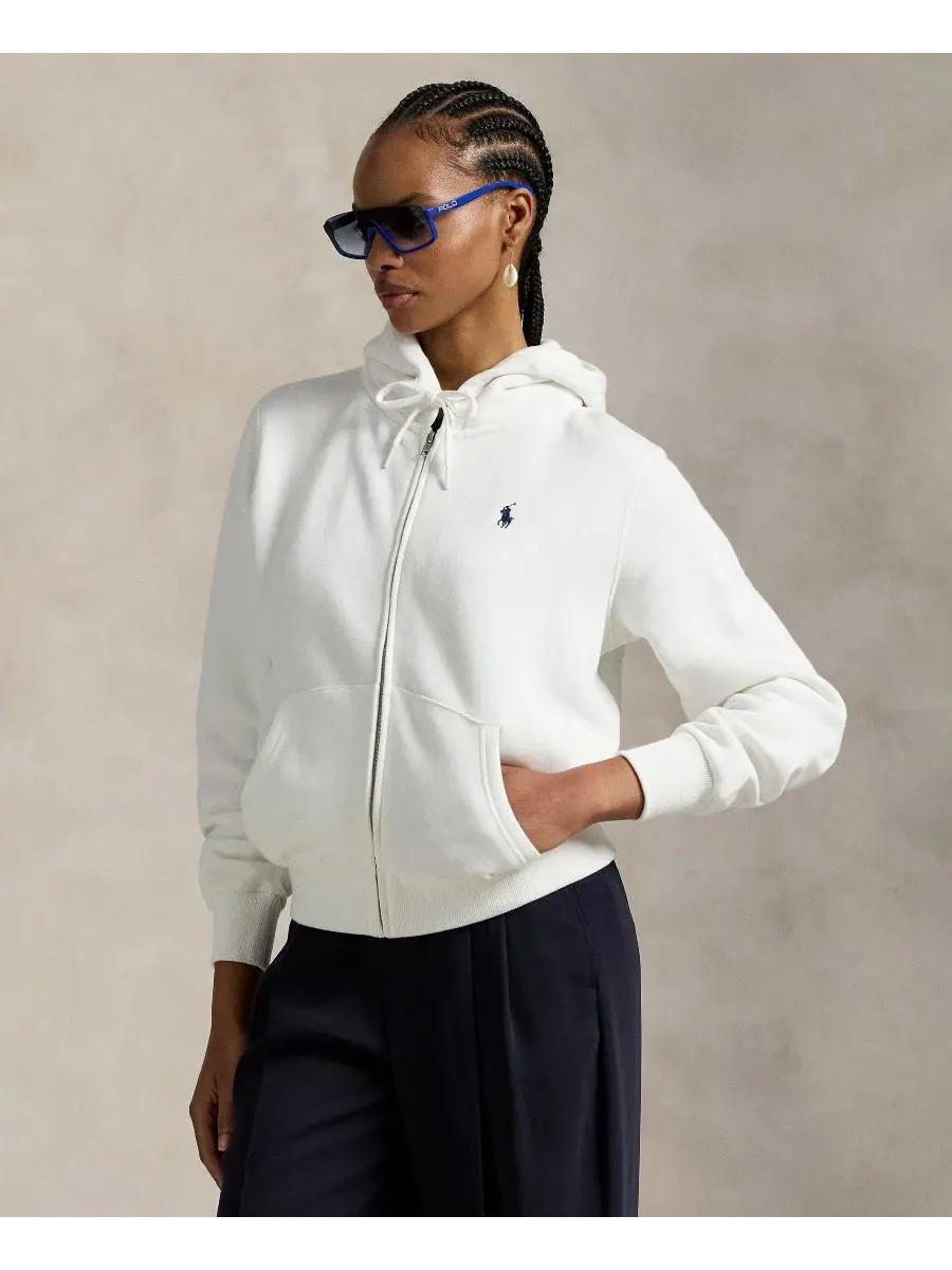 Женская флисовая толстовка на молнии Polo Ralph Lauren — изображение 1 из 5, белый