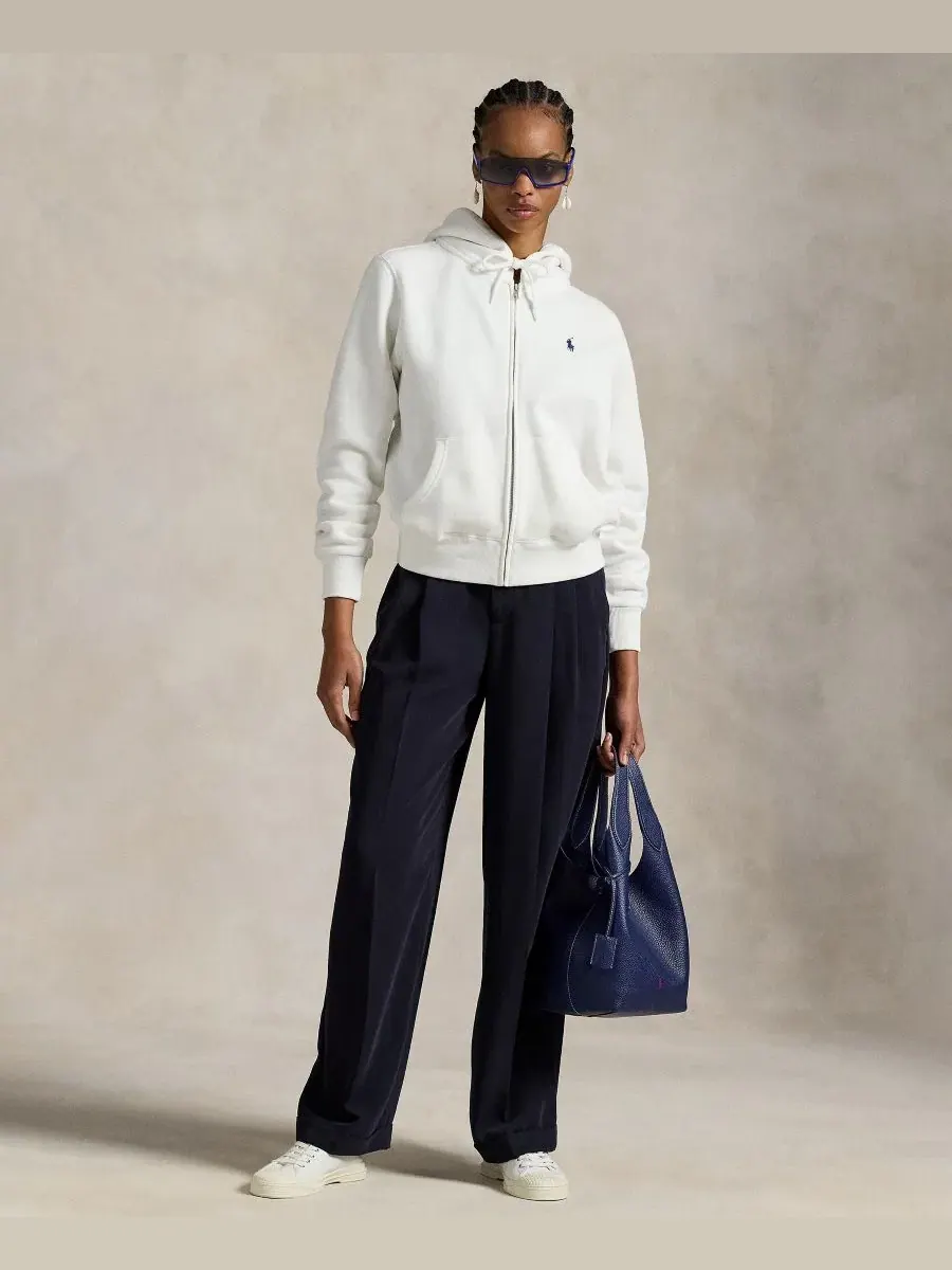 Женская флисовая толстовка на молнии Polo Ralph Lauren — изображение 2 из 5, белый
