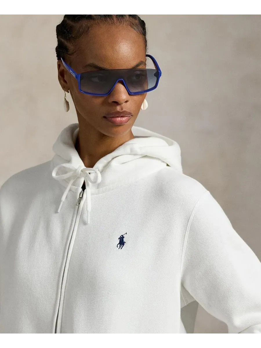 Женская флисовая толстовка на молнии Polo Ralph Lauren — изображение 3 из 5, белый