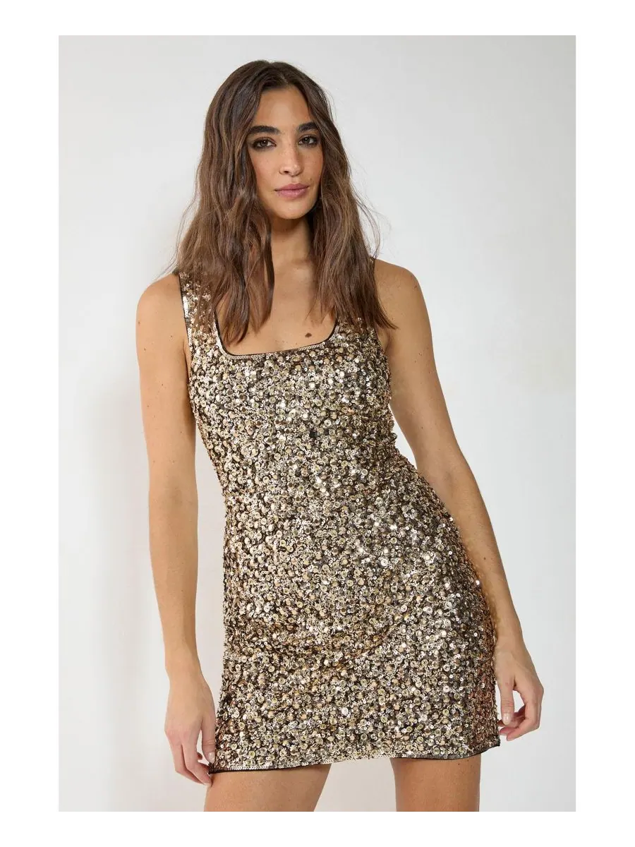 Женское мини-платье с бретелями на спине Nasty Gal — золотистый