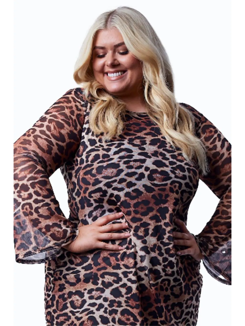 Женское мини-платье с ярким леопардовым принтом FASHION-SZN CURVE — изображение 4 из 4, коричневый
