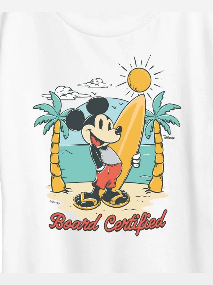 Футболка с коротким рукавом и принтом Микки Мауса от Disney SurfBoard Certified, больших размеров — изображение 2 из 3, белый