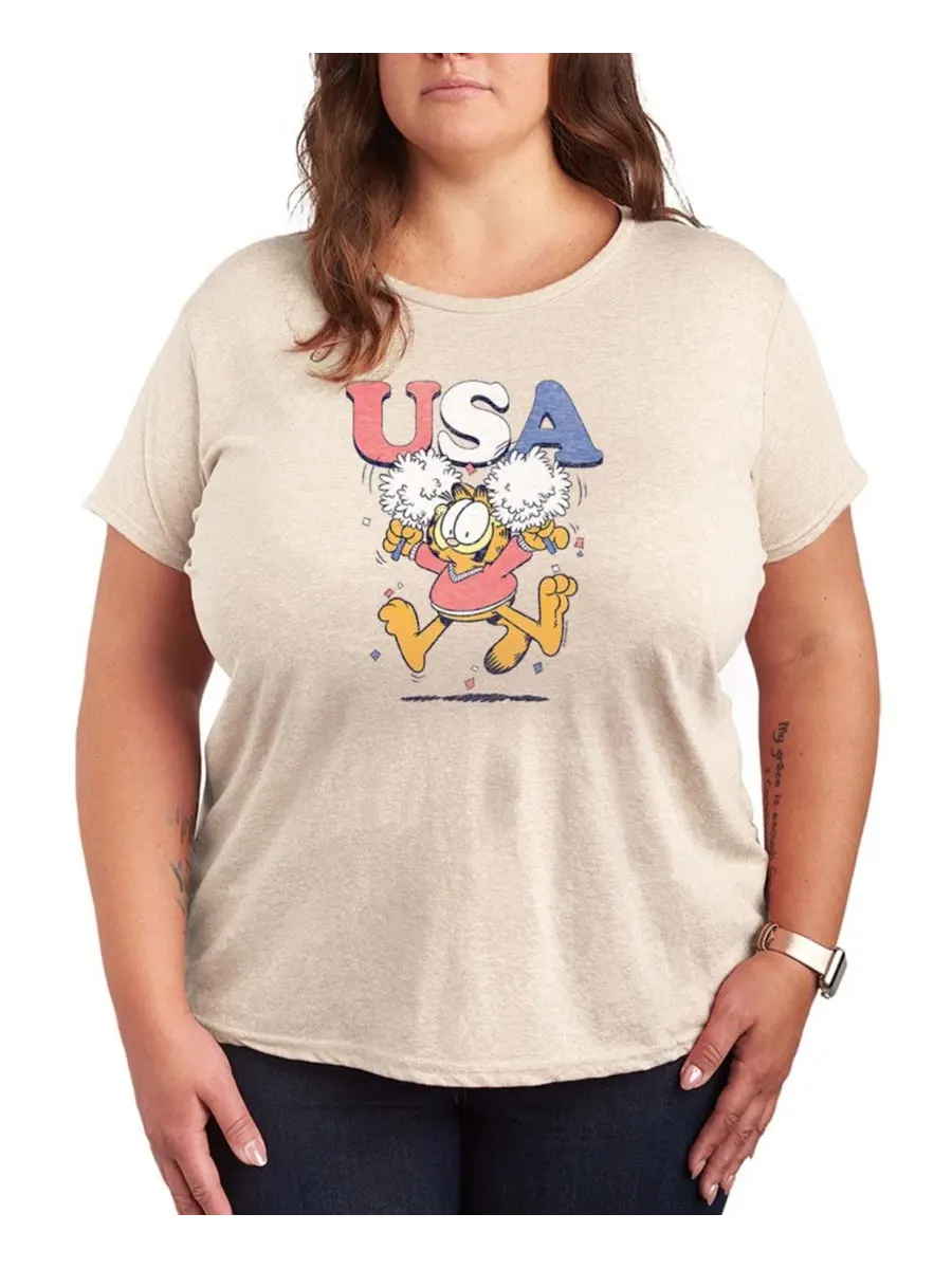 Футболка с коротким рукавом Garfield USA Cheer больших размеров Hybrid Apparel