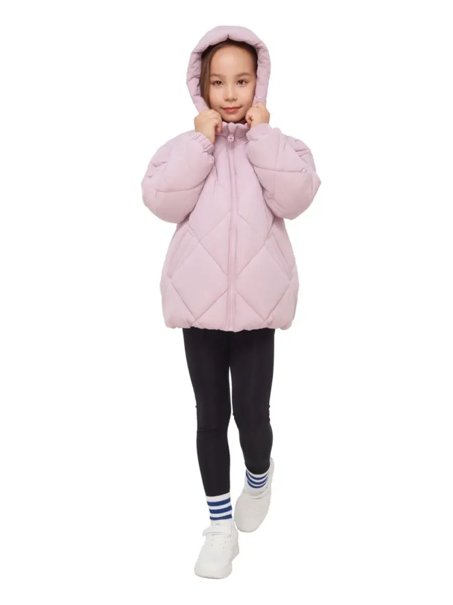 Детский стеганый пуховик с капюшоном Charlotte Diamond Quilted Hooded Puffer Jacket Rokka&Rolla — изображение 2 из 8, розовый