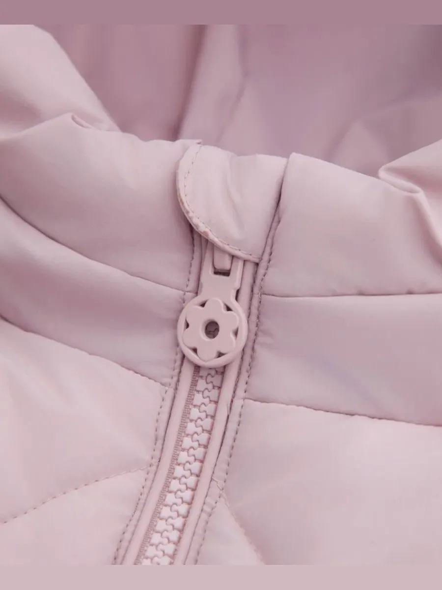 Детский стеганый пуховик с капюшоном Charlotte Diamond Quilted Hooded Puffer Jacket Rokka&Rolla — изображение 3 из 8, розовый