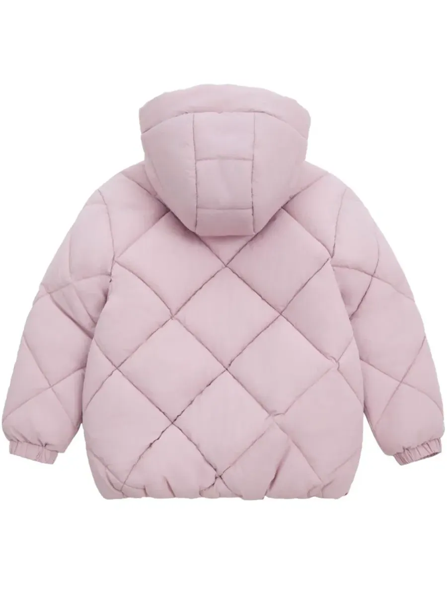 Детский стеганый пуховик с капюшоном Charlotte Diamond Quilted Hooded Puffer Jacket Rokka&Rolla — изображение 4 из 8, розовый