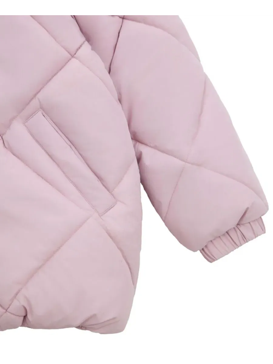Детский стеганый пуховик с капюшоном Charlotte Diamond Quilted Hooded Puffer Jacket Rokka&Rolla — изображение 5 из 8, розовый