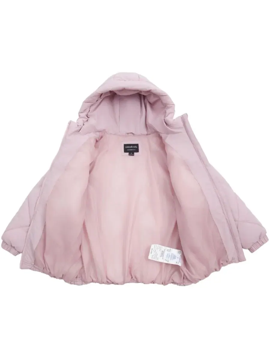 Детский стеганый пуховик с капюшоном Charlotte Diamond Quilted Hooded Puffer Jacket Rokka&Rolla — изображение 6 из 8, розовый
