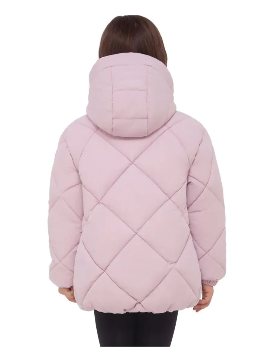 Детский стеганый пуховик с капюшоном Charlotte Diamond Quilted Hooded Puffer Jacket Rokka&Rolla — изображение 7 из 8, розовый