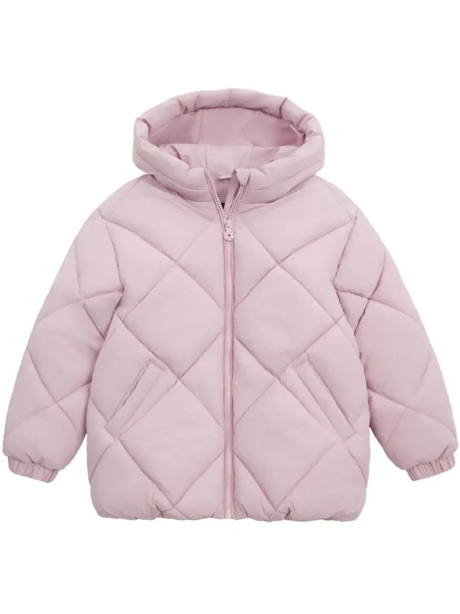 Детский стеганый пуховик с капюшоном Charlotte Diamond Quilted Hooded Puffer Jacket Rokka&Rolla — изображение 8 из 8, розовый