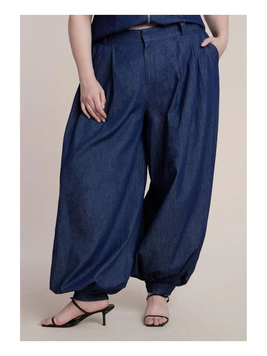 Брюки-баллон с высокой посадкой Chambray ELOQUII — черный