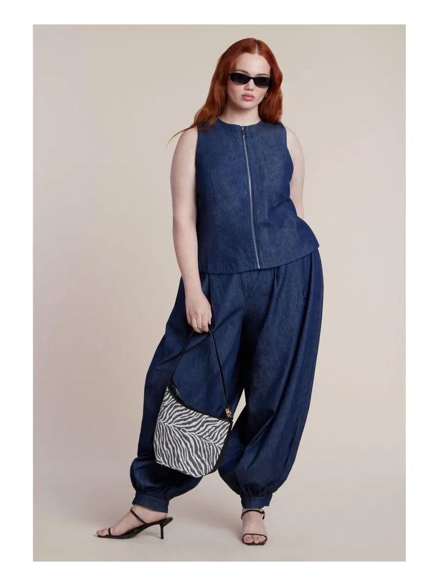 Брюки-баллон с высокой посадкой Chambray ELOQUII — изображение 2 из 3, черный