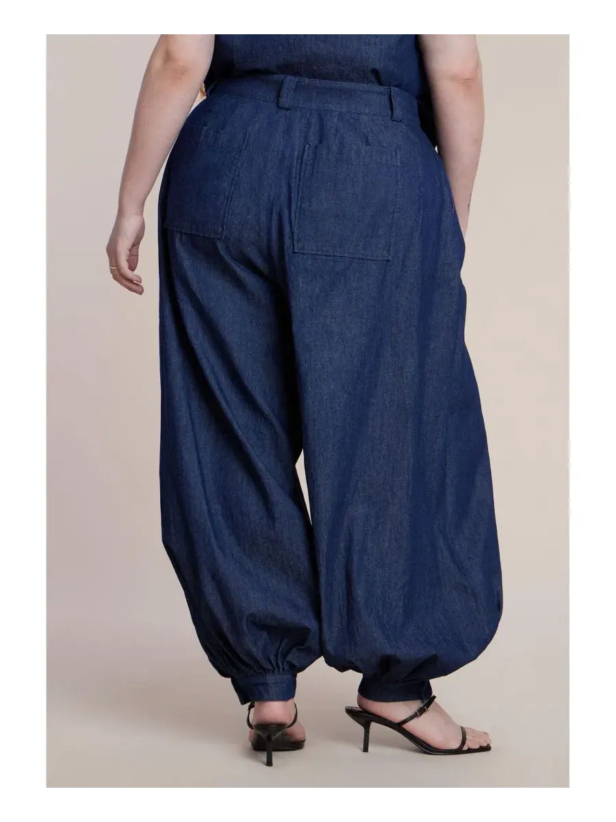 Брюки-баллон с высокой посадкой Chambray ELOQUII — изображение 3 из 3, черный
