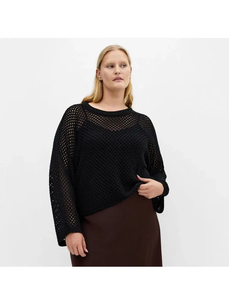 Топ женский с длинным рукавом, Crochet Knit CITY CHIC — изображение 1 из 5, черный